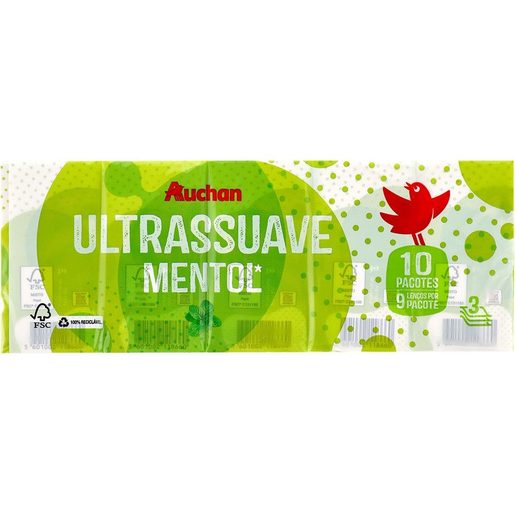 AUCHAN Lenços de Bolso Ultrassuave Mentol 3 Folhas 10 un AUCHAN Lenços de Bolso Ultrassuave Mentol 3 Folhas 10 un