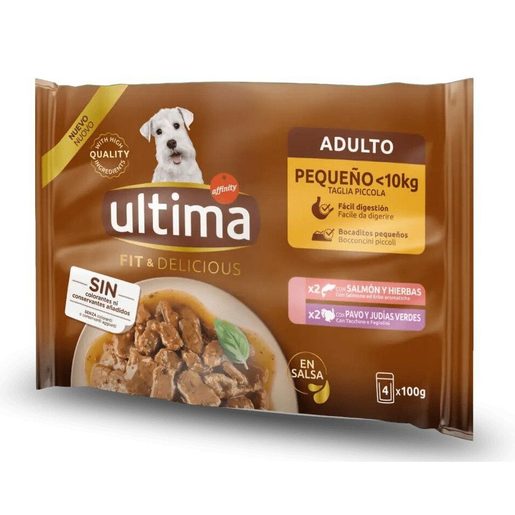 ULTIMA Comida Húmida Cão Mini Fit&Del Salmão/Peru 4 x100 g
