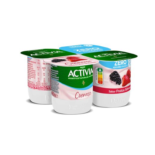 ACTIVIA Iogurte Sólido Cremoso Frutos Silvestres 0% 4x120 g