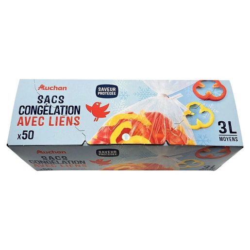 AUCHAN Sacos de Congelação com Atilho Médio 3 L 50 un AUCHAN Sacos de Congelação com Atilho Médio 3 L 50 un