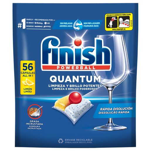 FINISH Detergente Pastilhas Máquina Loiça Quantum Limão 56 un