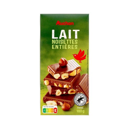 AUCHAN Chocolate de Leite com Avelãs Inteiras 180 g AUCHAN Chocolate de Leite com Avelãs Inteiras 180 g