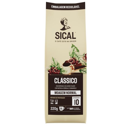 SICAL Café Torrado Moído Lote Clássico Moagem Fina (Intensidade 10) 220 g