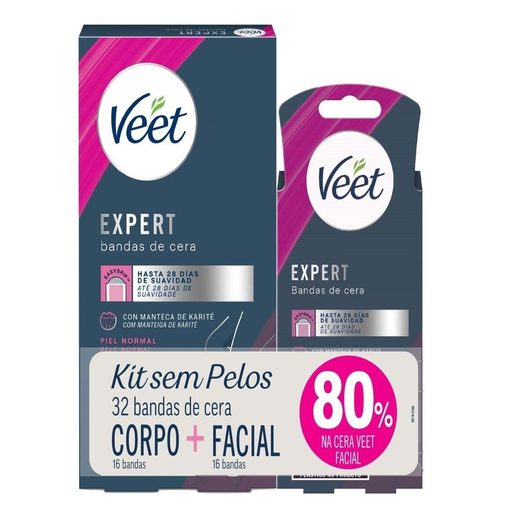 VEET Pack Bandas de Cera Expert Facial + Corpo 16Un+16Un 1 un