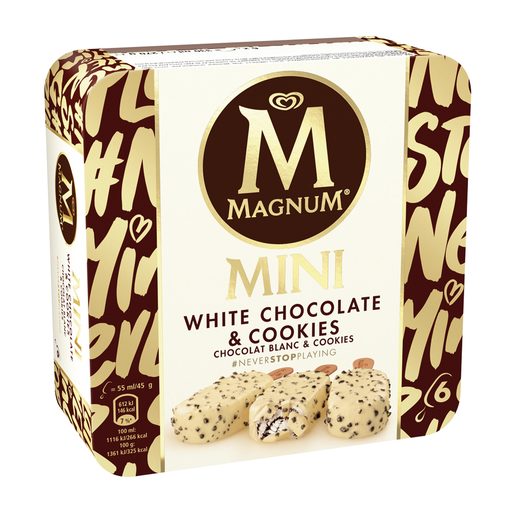 MAGNUM Gelados Multipack Magnum Mini Chocolate Branco & Cookies 6x55 ml MAGNUM Gelados Multipack Magnum Mini Chocolate Branco & Cookies 6x55 ml