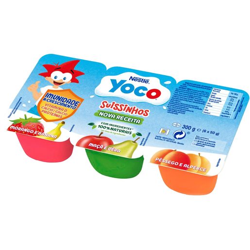 YOCO Queijinho Fruta Suissinho Morango Banana Maçã Pera Alperce 6x50 g