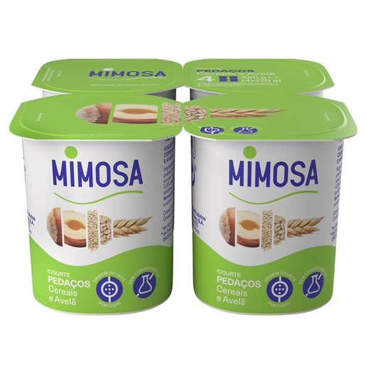 MIMOSA Iogurte com Pedaços Cereais e Avelã 4x120 g