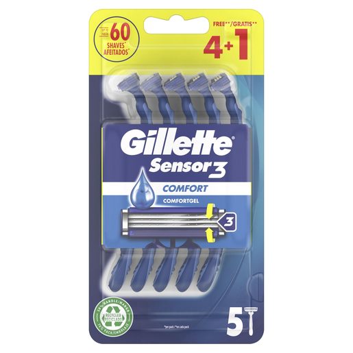 GILLETTE Máquinas Barbear Descartáveis Sensor3 Comfort 5 un