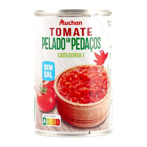 AUCHAN Tomate Pelado em Pedaços sem Sal 390 g