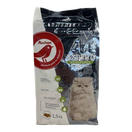 AUCHAN Expert Ração de Gato Bola de Pêlo Frango Fresco 1,5 kg