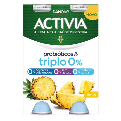 ACTIVIA Iogurte Líquido Magro Triplo 0% Bifidus Ananás 4x155 g