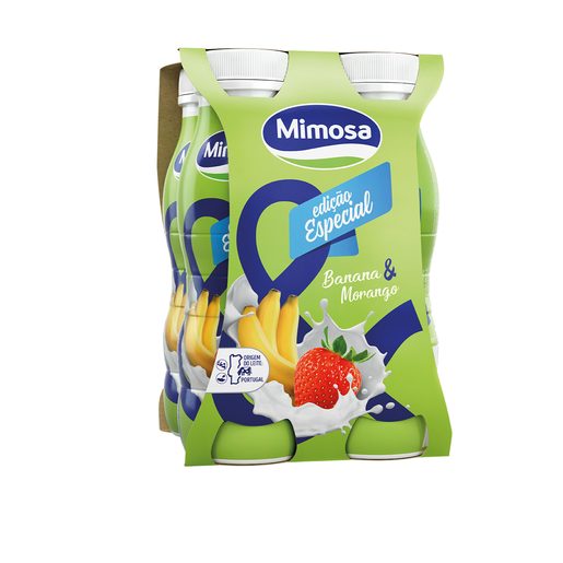 MIMOSA Iogurte Líquido Aroma Banana Morango Edição Especial 4x156 ml