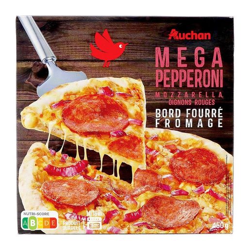 AUCHAN Pizza Mega Pepperoni Rebordo Recheado com Queijo 450 g