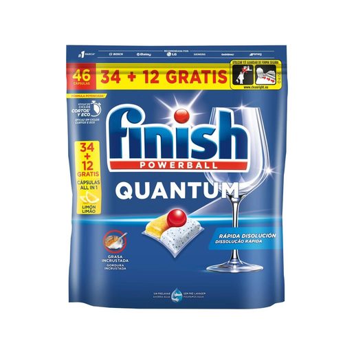 FINISH Detergente Pastilhas Máquina Loiça Quantum Limão 34+12 un