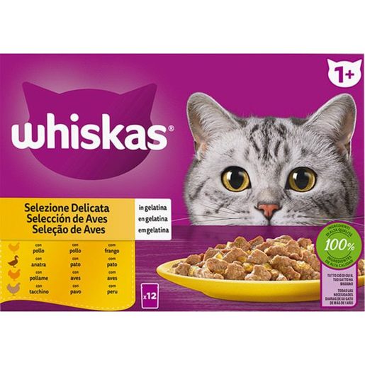 WHISKAS Comida Húmida para Gato Aves 12x85 g WHISKAS Comida Húmida para Gato Aves 12x85 g