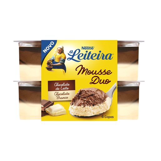 A LEITEIRA Mousse Duo Chocolate de Leite e Chocolate Branco 4x59 g