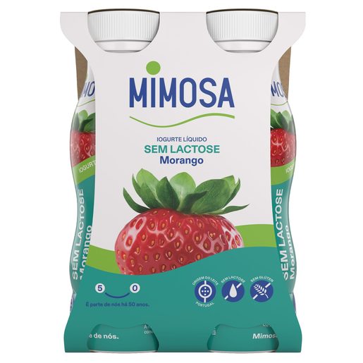 MIMOSA Iogurte Líquido Bem Especial sem Lactose Sabor Morango 4x151 ml