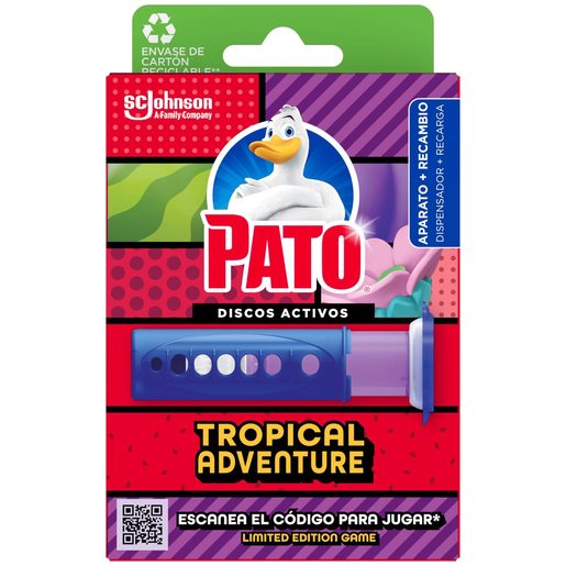 PATO Discos Sanitários Ativos Aparelho + Recargas Tropical Adventure 6 un