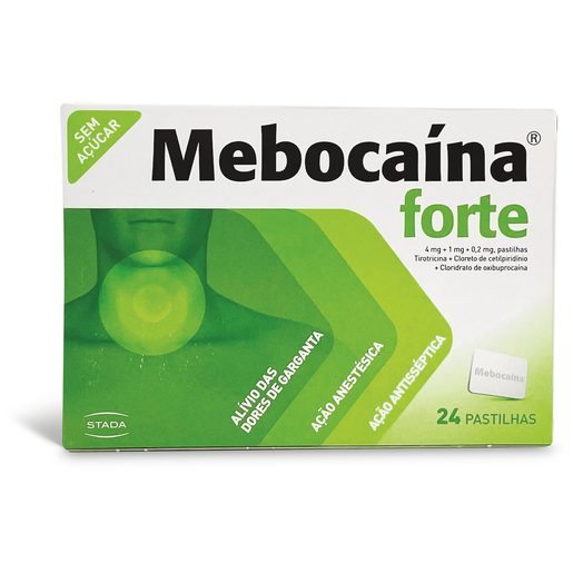 MEBOCAINA Forte 4 mg + 1 mg + 0,2 mg Pastilha 24 un