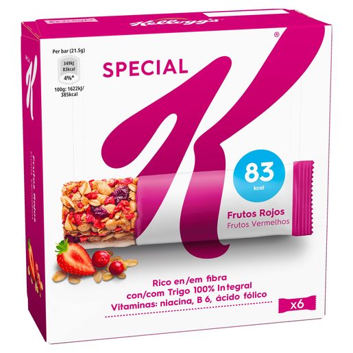 SPECIAL K Barras de Cereais com Frutos Vermelhos 6x21,5 g