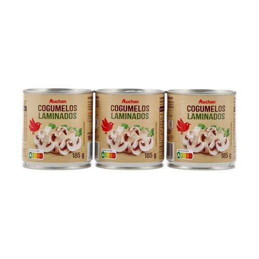 AUCHAN Cogumelos Laminados 3x185 g AUCHAN Cogumelos Laminados 3x185 g
