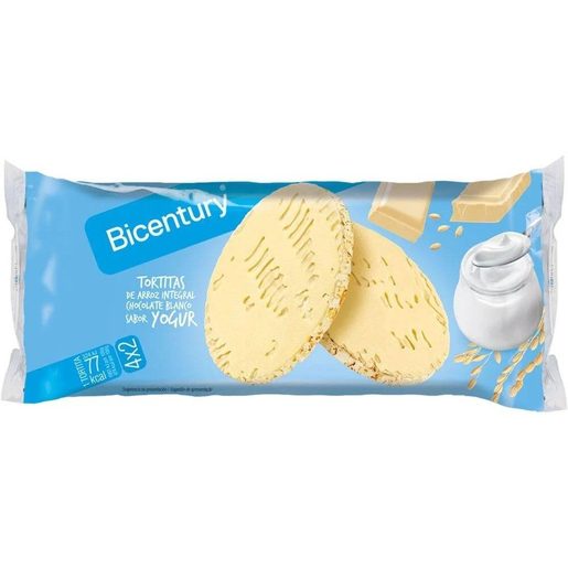 BICENTURY Tortitas de Arroz Yogurt Chocolate Branco 130 g BICENTURY Tortitas de Arroz Yogurt Chocolate Branco 130 g