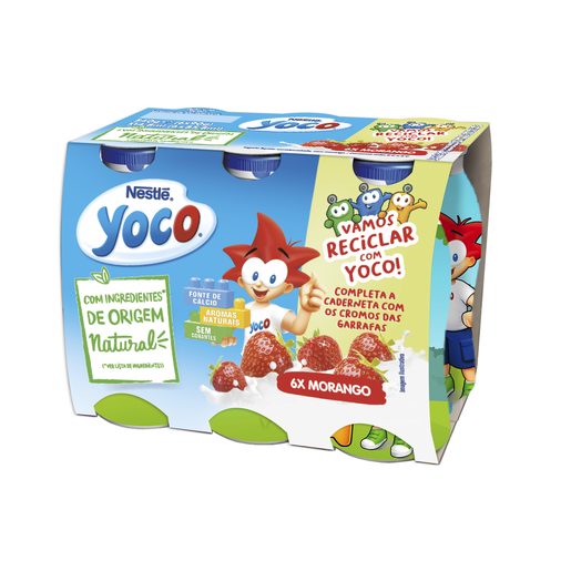 YOCO Iogurte Líquido com Palhinhas Morango 6x90 g