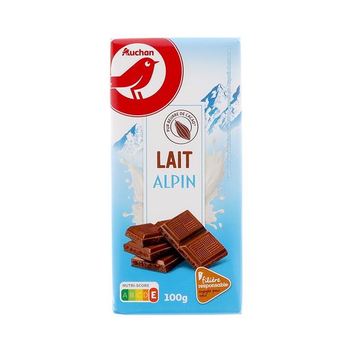 AUCHAN Chocolate Leite dos Alpes Extrafino 100 g