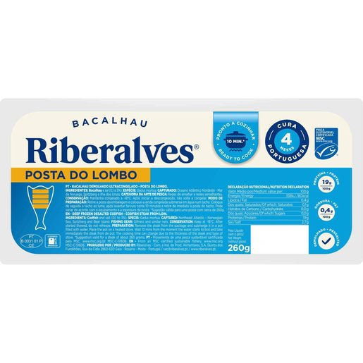 RIBERALVES Posta do Lombo de Bacalhau Unidose 260 g