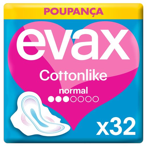 EVAX Pensos Higiénicos Cottonlike Normal com Abas 32 un