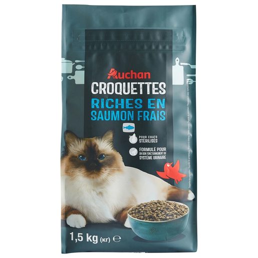 AUCHAN Ração Gato Esterlizado Salmão Fresco 1,5 kg AUCHAN Ração Gato Esterlizado Salmão Fresco 1,5 kg