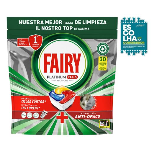 FAIRY Detergente Máquina Loiça Platinum Plus Tudo Em Um Limão 30 un