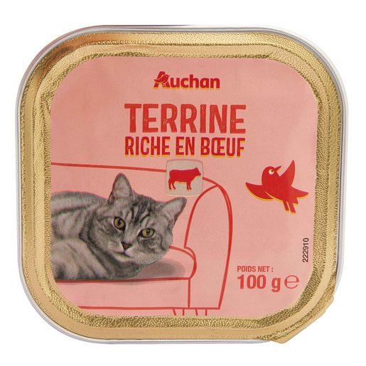 AUCHAN Comida Húmida para Gato Terrina Rico em Vaca 100 g