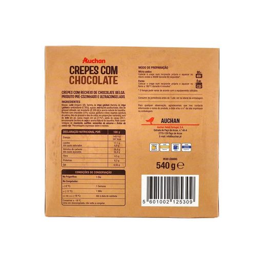 AUCHAN Crepes com Chocolate Belga 6 un