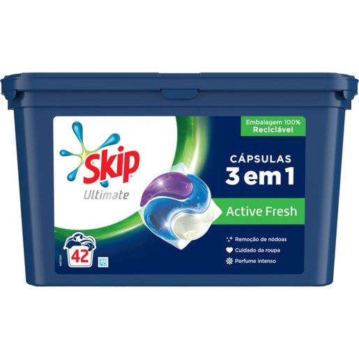 SKIP Detergente Máquina Roupa Cápsulas 3 em 1 Active Fresh 42 lv