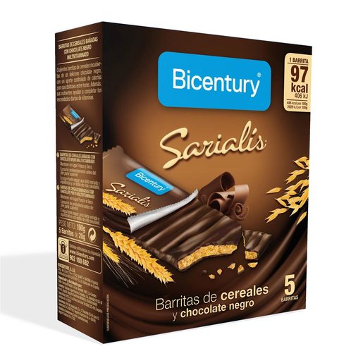 BICENTURY Barra de Cereais de Chocolate Negro 5x8 g