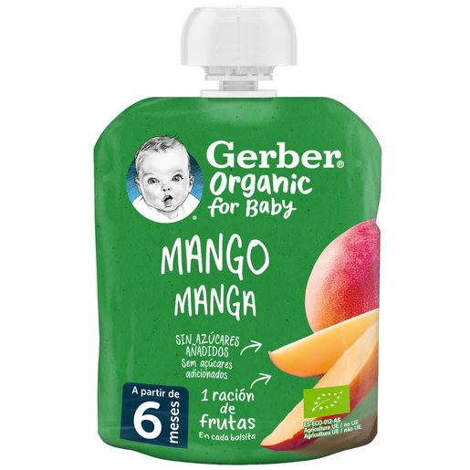 GERBER BIO Saqueta de Fruta Manga 90 g