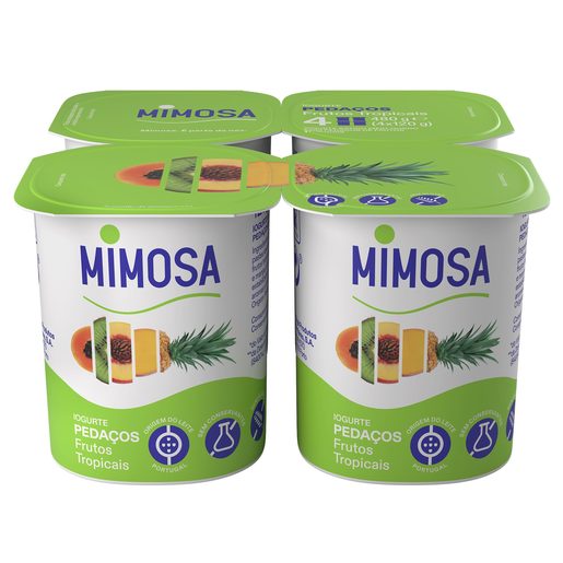 MIMOSA Iogurte com Pedaços Frutos Tropicais 4x120 g