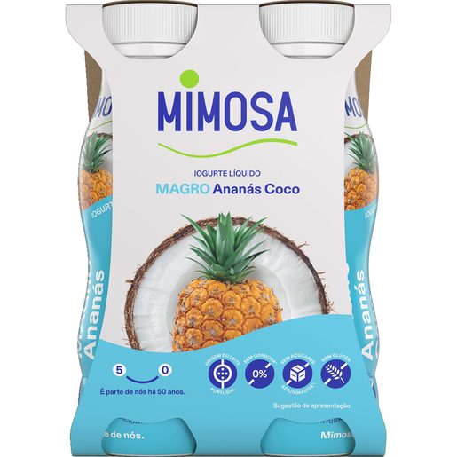 MIMOSA Iogurte Líquido Magro Ananás Coco 4x151 ml