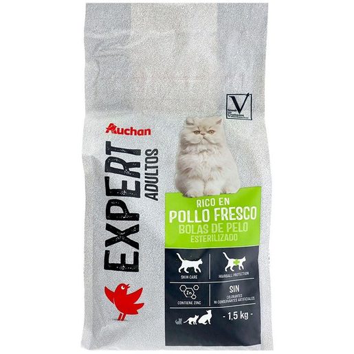 AUCHAN Expert Ração de Gato Bola de Pêlo Frango Fresco 1,5 kg AUCHAN Expert Ração de Gato Bola de Pêlo Frango Fresco 1,5 kg