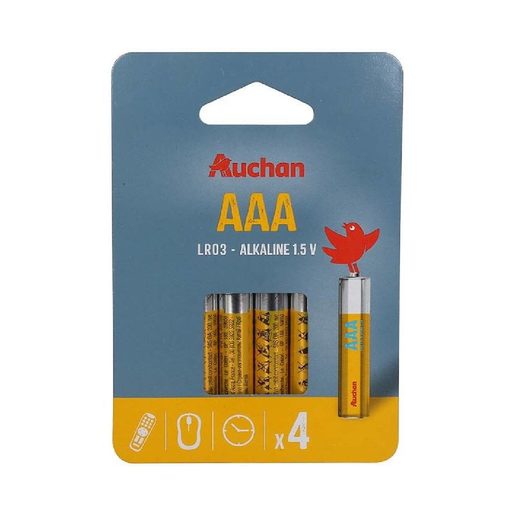 AUCHAN Pilhas Alcalina Standard LR03 4 un