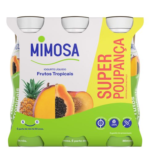 MIMOSA Iogurte Líquido Aroma Frutos Tropicais Super Poupança 6x151 ml